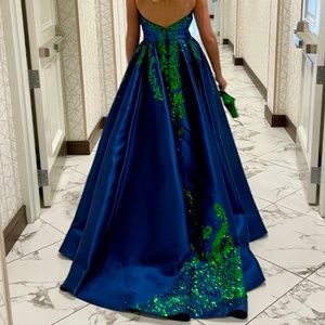 Royal Blue/Green Sequined Gown